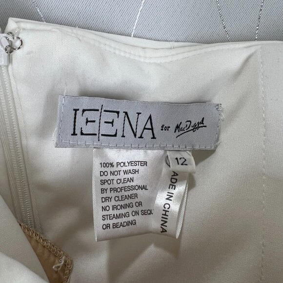 NWT Leena for Mac Duggal White Off Shoulder Tea Length Gown $298 - Picture 11 of 15